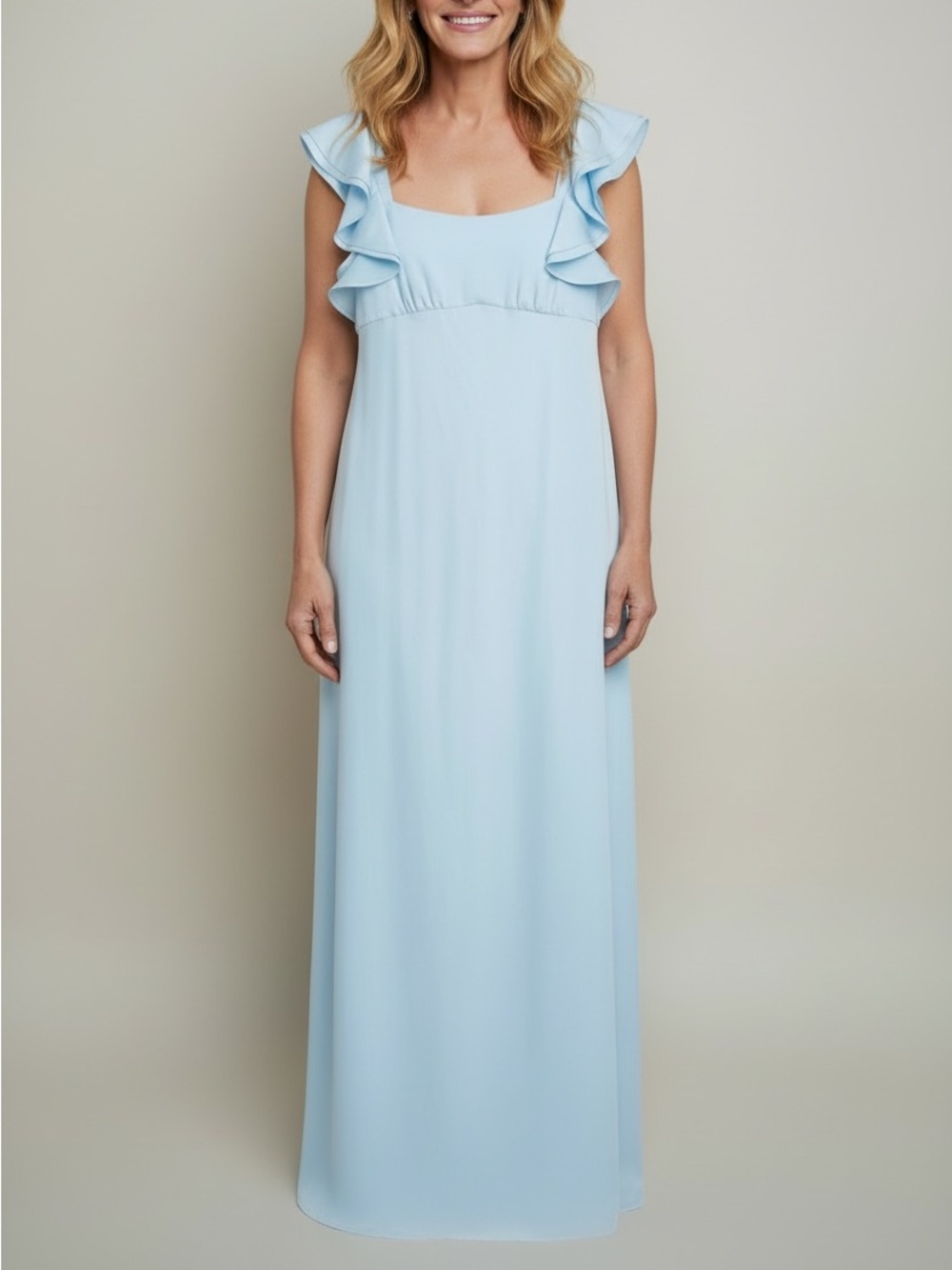 Madewell Flutter Sleeve Satin Light Blue Women’s Maxi Dress Size 8 NWT